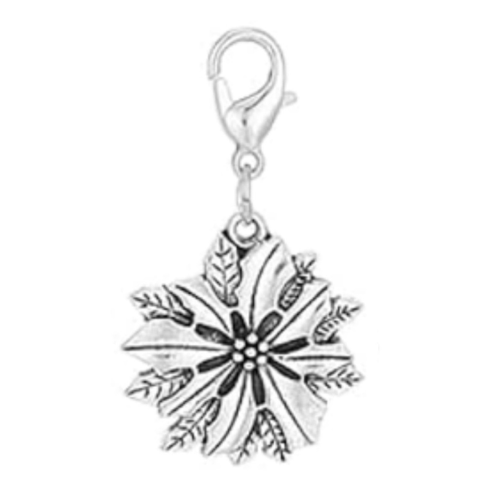 🌺NEW Silver Flower Mini Bag Charm/ Zipper Pull Charm/ Keychain